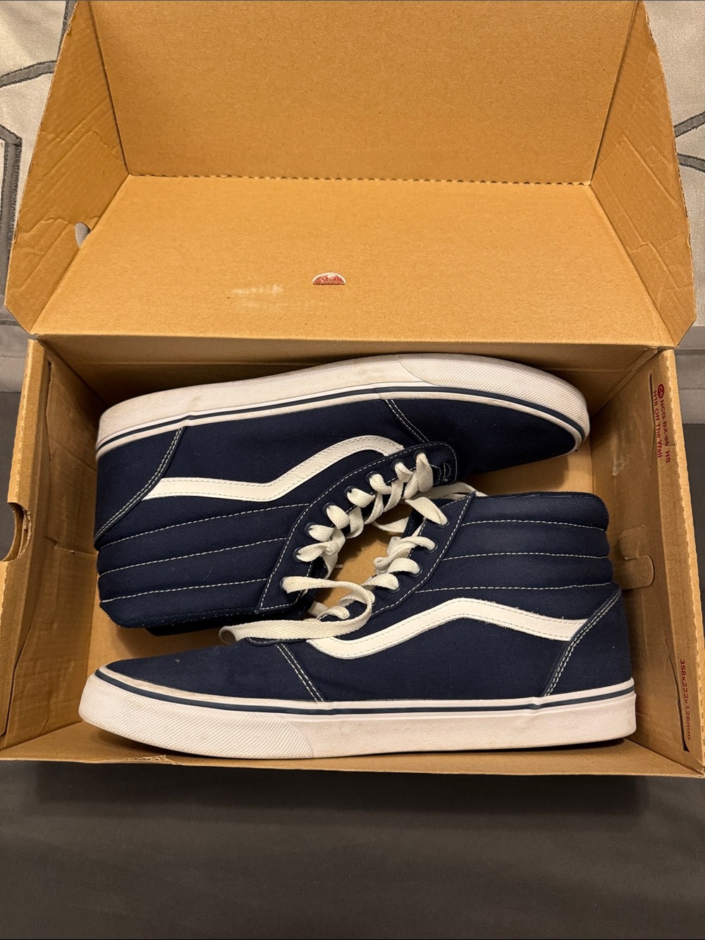 Vans Navy and White High-Top Skate Sneakers